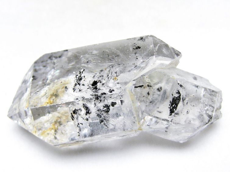 スティブナイト（輝安鉱）入り | ハーキマーダイヤモンド水晶 原石[T768-2513] 3枚目