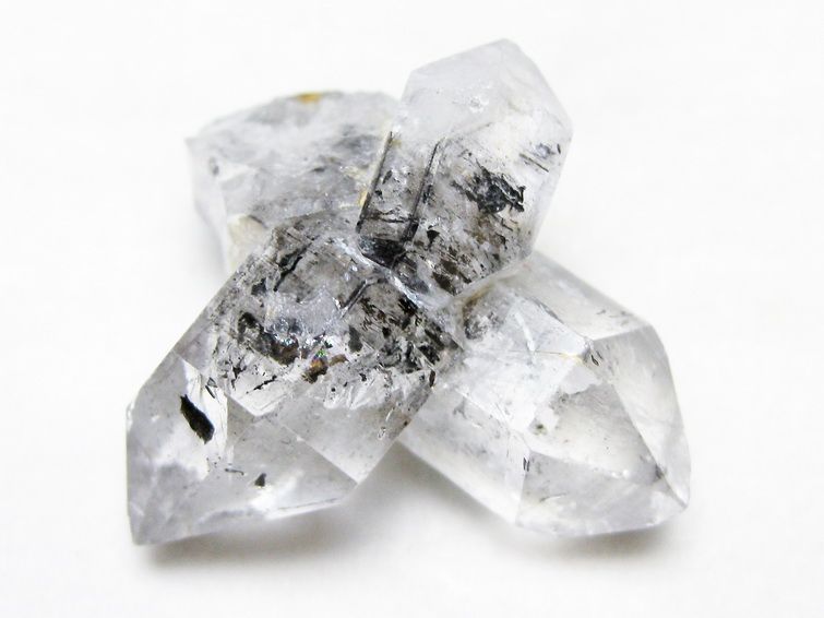 スティブナイト（輝安鉱）入り | ハーキマーダイヤモンド水晶 原石[T768-2532] 1枚目
