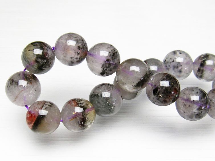 カコクセナイト インクォーツ ブレスレット 13mm [T800-1239] 1枚目