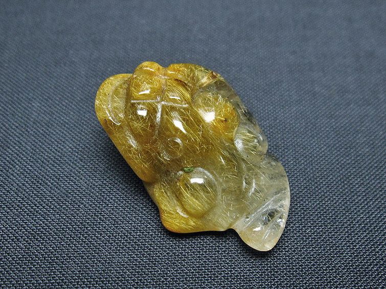 金針ルチルクォーツ 金蟾 置物 [t801-584] 2枚目