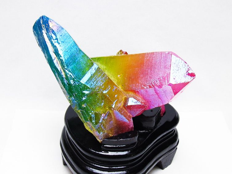 オーラ水晶 オーラクリスタル クラスター (レインボー)[T802-6184] 1枚目