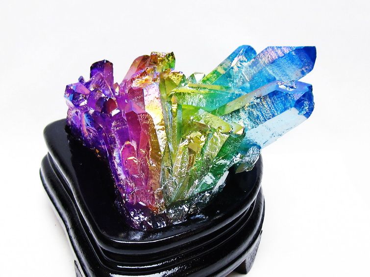 オーラ水晶 オーラクリスタル クラスター (レインボー)[T802-6198] 1枚目