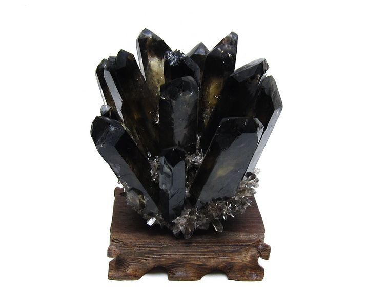 ☆別格高級品！水晶　アゲート　クラスター　原石　ドーム　置物　福運大黒秘宝⑤ 黒水晶 ブラッククォーツ クラスター [t802-6259]