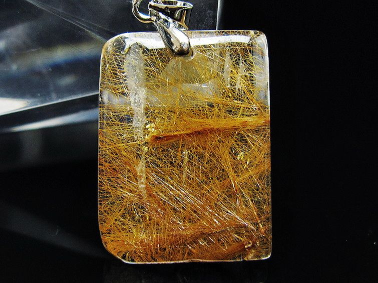 金針ルチル水晶 ペンダント [t86-7744]