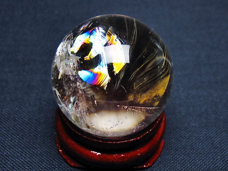 虹入り ヒマラヤ水晶 丸玉 25mm [T91-8878] 3枚目