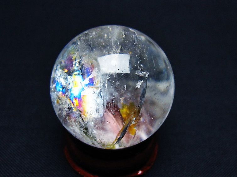 虹入り ヒマラヤ水晶 丸玉 29mm [t91-9155] 3枚目