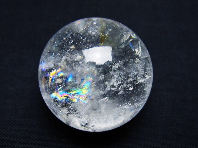 虹入り ヒマラヤ水晶 丸玉 29mm [t91-9156] 1枚目