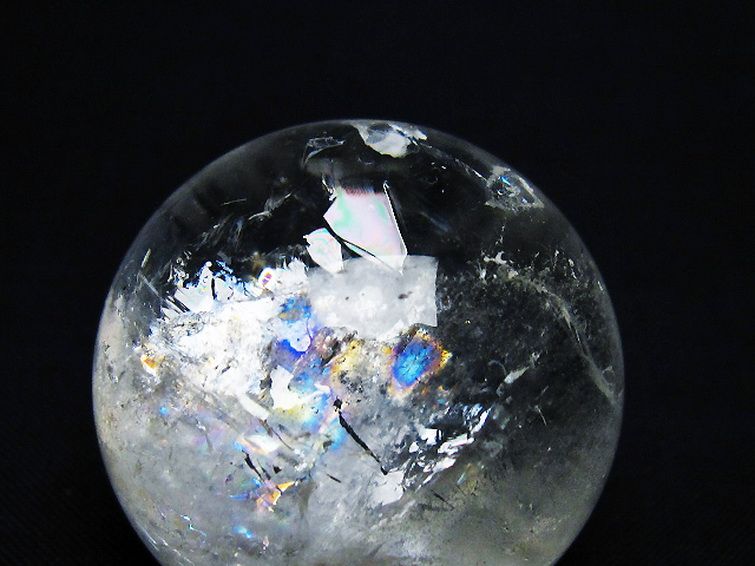 虹入り ヒマラヤ水晶 丸玉 38mm [t91-9245] 2枚目