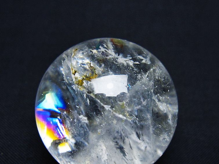 虹入り ヒマラヤ水晶 丸玉 34mm [t91-9255] 2枚目