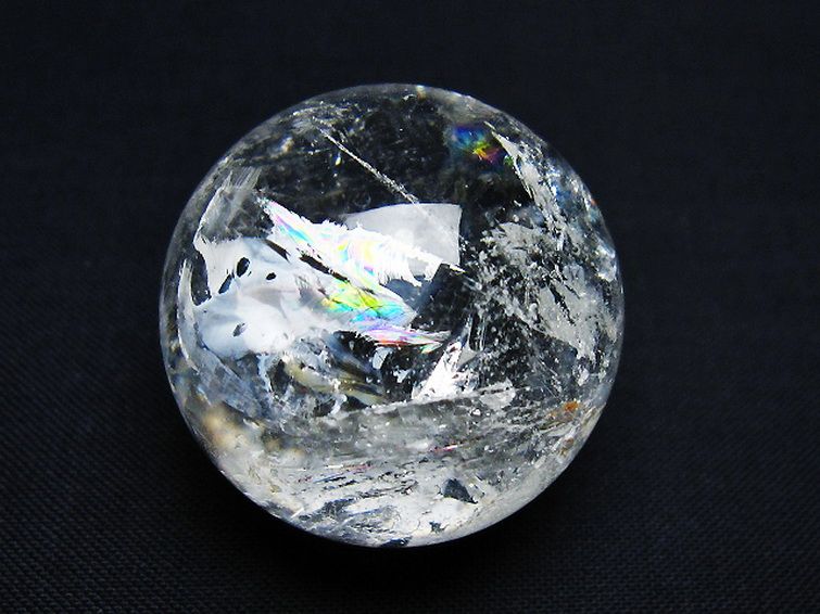 虹入り ヒマラヤ水晶 丸玉 32mm [t91-9268] 1枚目