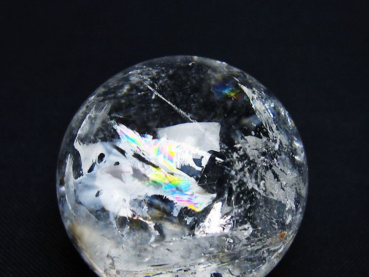 虹入り ヒマラヤ水晶 丸玉 32mm [t91-9268] 2枚目