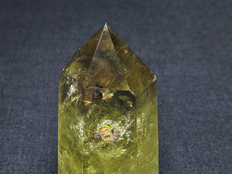 虹入り シトリン水晶 六角柱[T98-1916] 1枚目