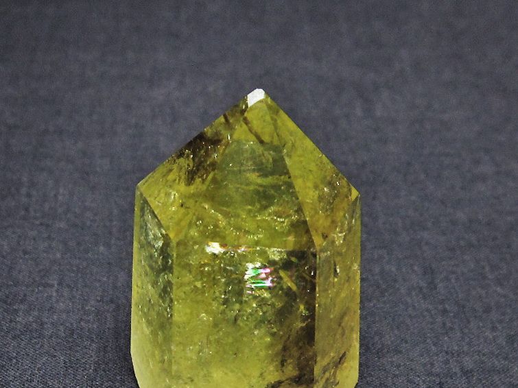 虹入り シトリン水晶 六角柱[T98-1925] 1枚目