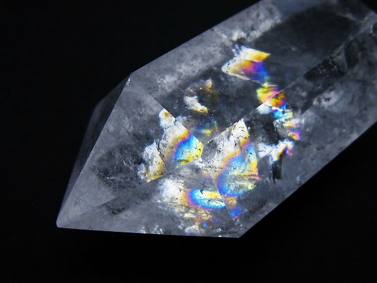 値下水晶19.9k高25、50,38cm台付(台の1箇所が動くが壊れてはいない) 虹入り ヒマラヤ水晶ダブルポイント [t98-2604]