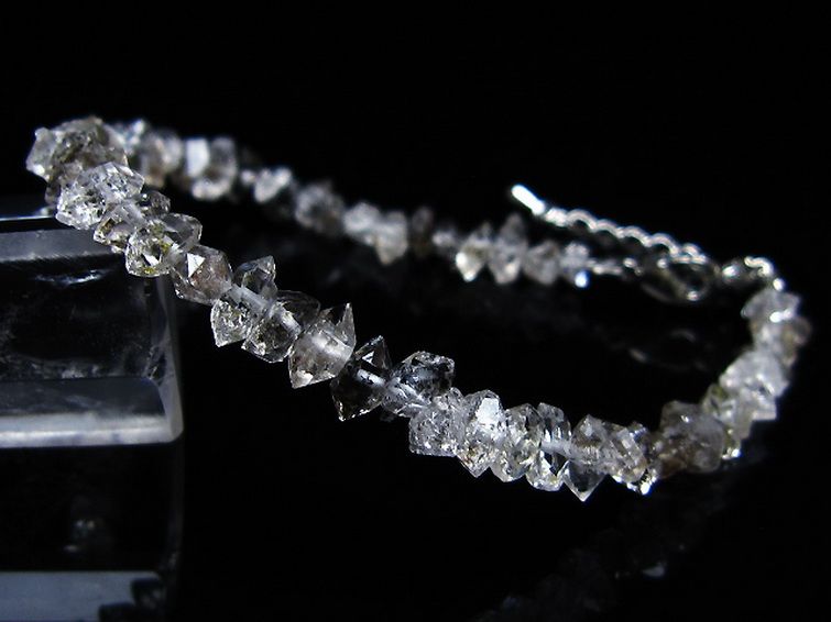 スティブナイト（輝安鉱）入り | ハーキマーダイヤモンド水晶 ブレスレット [T99-5839] 1枚目