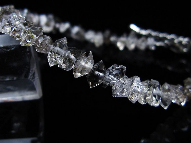 スティブナイト（輝安鉱）入り | ハーキマーダイヤモンド水晶 ブレスレット [T99-5839] 3枚目