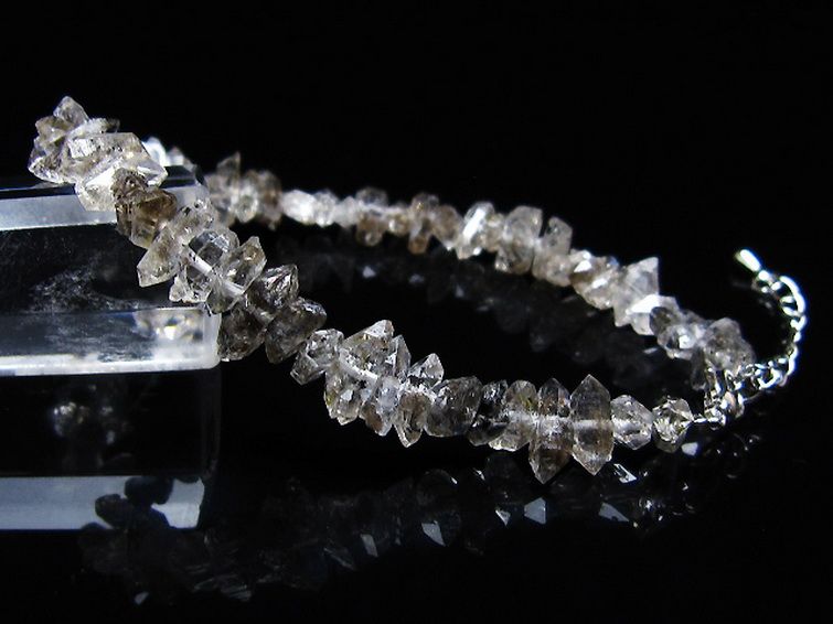 スティブナイト（輝安鉱）入り | ハーキマーダイヤモンド水晶 ブレスレット [T99-5871] 1枚目