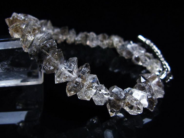 スティブナイト（輝安鉱）入り | ハーキマーダイヤモンド水晶 ブレスレット [T99-5886] 1枚目