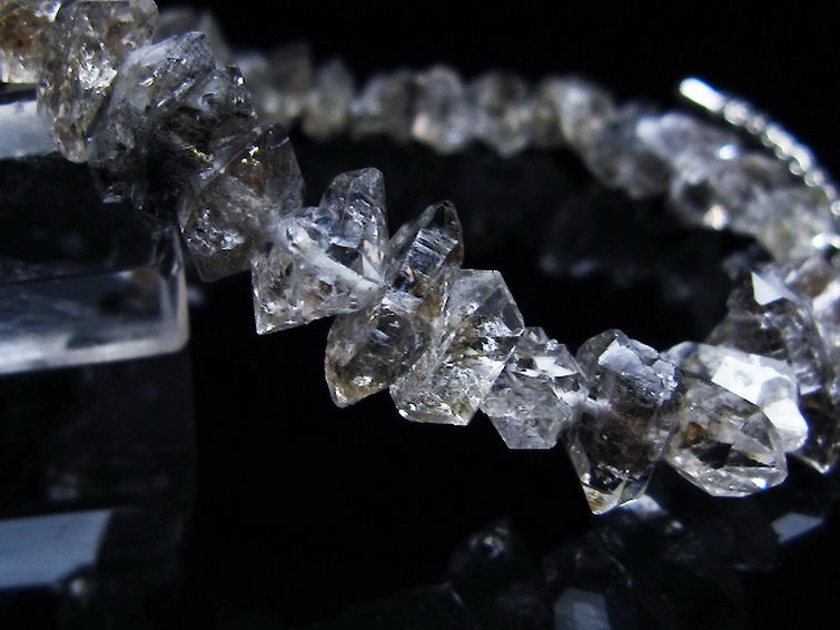 スティブナイト（輝安鉱）入り | ハーキマーダイヤモンド水晶 ブレスレット [T99-5886] 3枚目