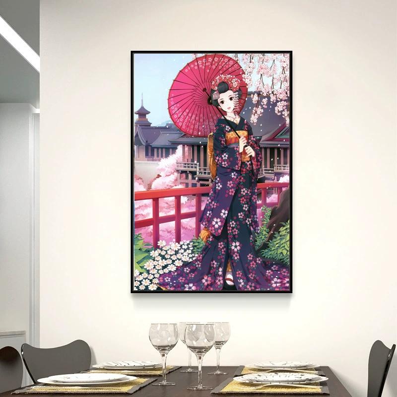 クロスステッチキット 美人 着物 和風 傘 手芸キット 人物 刺繍キット