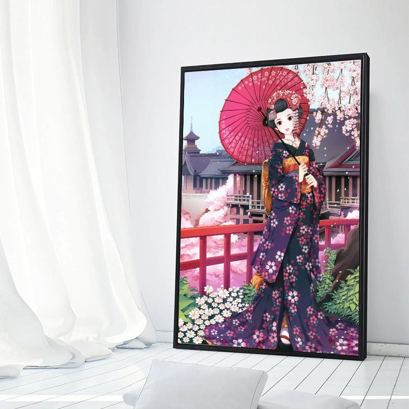 クロスステッチキット 美人 着物 和風 傘 手芸キット 人物 刺繍キット
