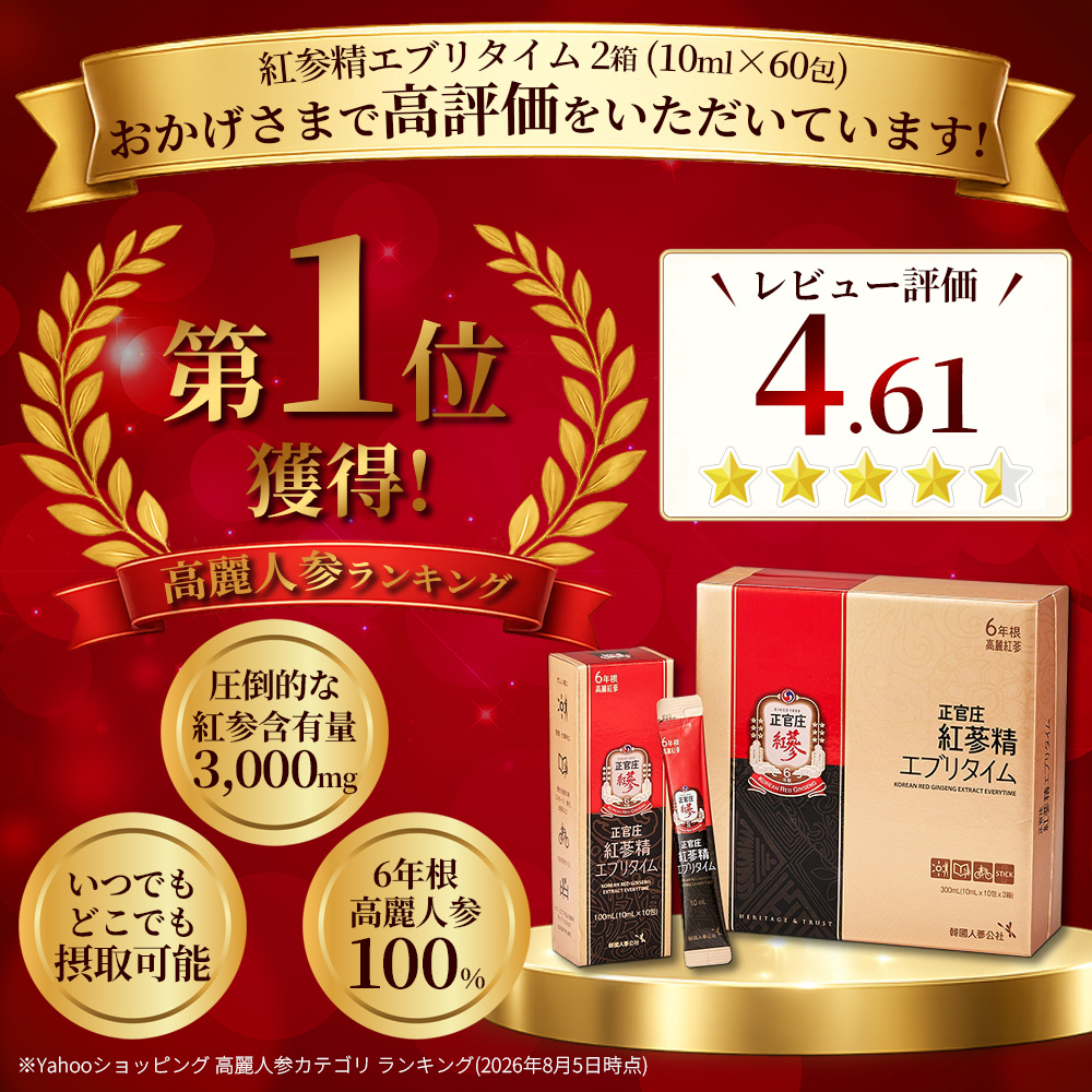 (最安値)正官庄 紅参精エブリタイム 10ml×30包 正官庄 【正官庄 日本公式】紅参精エブリタイム 1箱 (10ml×30包