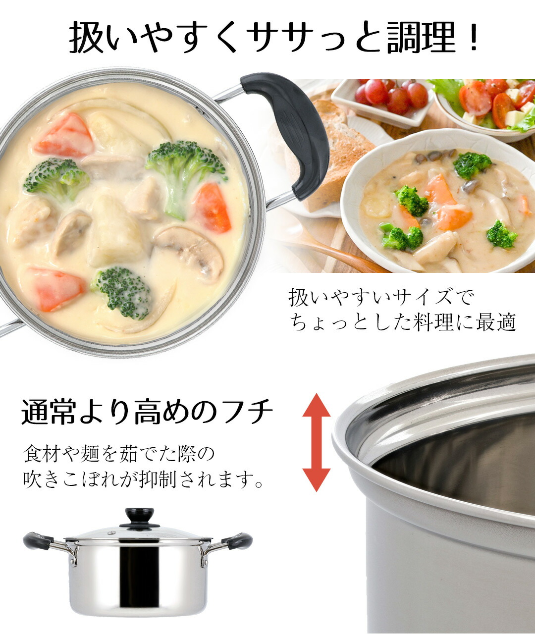 鍋 両手鍋 18 キャセロール 18cm ガラス蓋付 エーデルステンレス 18