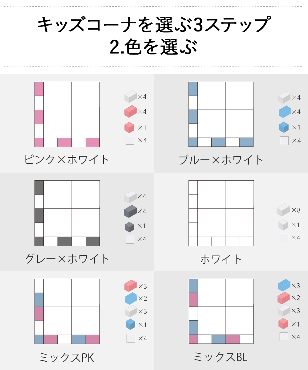 キッズコーナを選ぶ簡単3ステップ 2.色を選ぶ