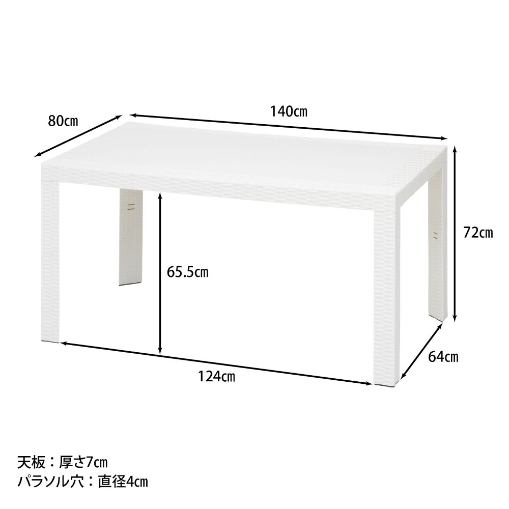 ラタン調 テーブル 80×140cm ステラ イタリア製 組立式 不二貿易