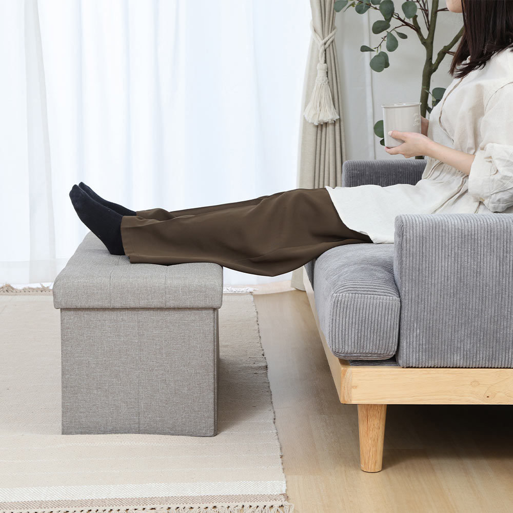 不二貿易 テーブルにもなる 収納 ベンチ 1台3役 70×35×35cm 折りたたみ