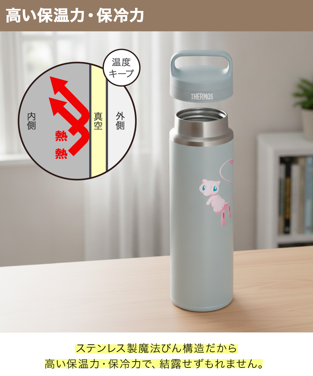 サーモス 真空断熱 水筒 ポケモン 600ml 保温 保冷 持ち手付き 丸洗い