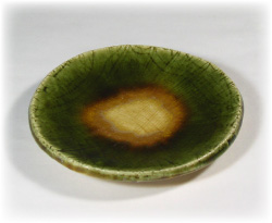 織部の丸小皿 青織部銘々皿 陶芸家中島春草の伝統工芸作品【瀬戸赤津焼