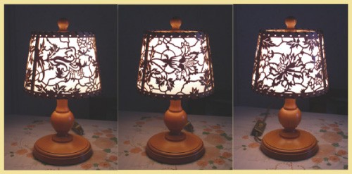 木製切り絵 花模様 テーブル照明スタンド ドイツ グルナー工房 手工芸 