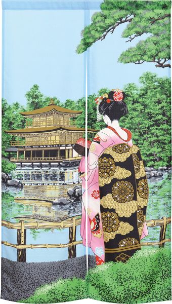 のれん 和風 ロング浮世絵シリーズ 85×150cm 赤富士/白波/日本橋/鯉の滝登り/風神雷神/舞妓金閣寺/短冊と女｜seikatsusouzouya｜06