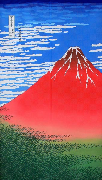のれん 和風 ロング浮世絵シリーズ 85×150cm 赤富士/白波/日本橋