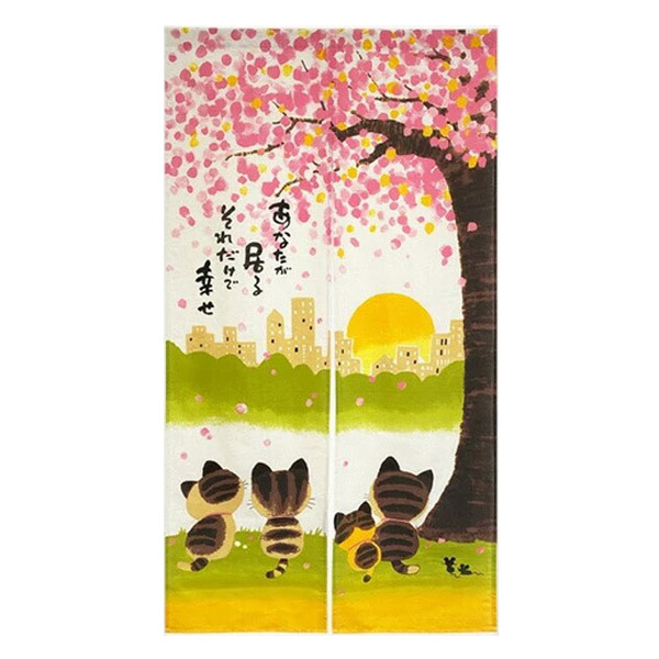のれん 「 幸せ桜/桜ミケネコ/風鈴とねこ/すだれ黒猫 」 幅85×丈150cm おしゃれ かわいい ネコ 和風｜seikatsusouzouya｜04