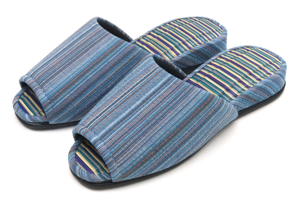 日本製 スリッパ しじらストライプ掛川織り Mサイズ 前開き吊り込み