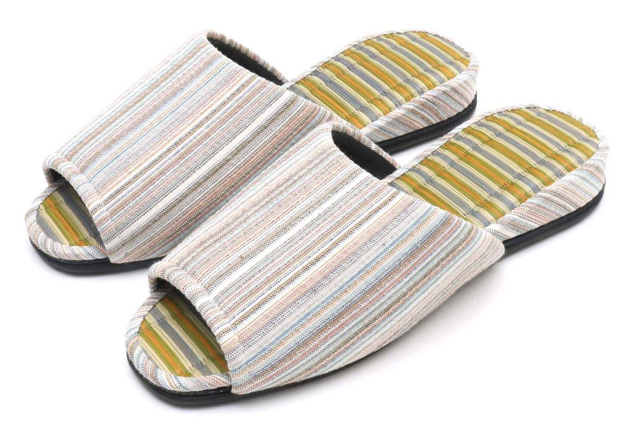 日本製 スリッパ しじらストライプ掛川織り Mサイズ 前開き吊り込み