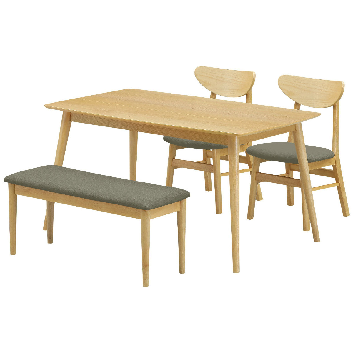 ダイニングテーブル4点セット 4人用 135cm ナチュラル 北欧 テーブル 食卓椅子 ベンチ 天然木 布座面 FordM フォードM｜seiko-interior｜02