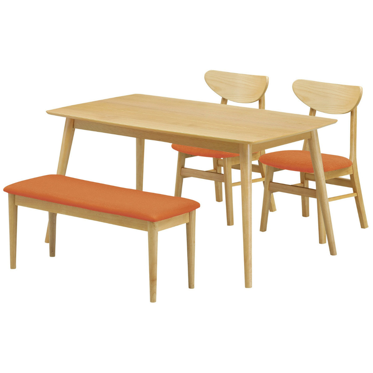 ダイニングテーブル4点セット 4人用 135cm ナチュラル 北欧 テーブル 食卓椅子 ベンチ 天然木 布座面 FordM フォードM｜seiko-interior｜04
