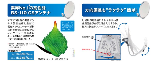 BSアンテナ マスプロ 45cm BS・110度CS EP2BCSA 4K・8K対応 BC45RL廉価版 :bc45r:セイコーテクノ アンテナ機器  - 通販 - Yahoo!ショッピング