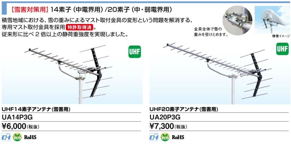 地デジ UHFアンテナ DXアンテナ 20素子 雪害対策型 UA20G :ua20p3g:セイコーテクノ アンテナ機器 - 通販 -  Yahoo!ショッピング