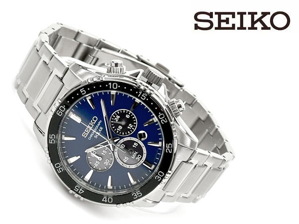 逆輸入SEIKO セイコー ソーラー クロノグラフ搭載 メンズ腕時計 ブルー 