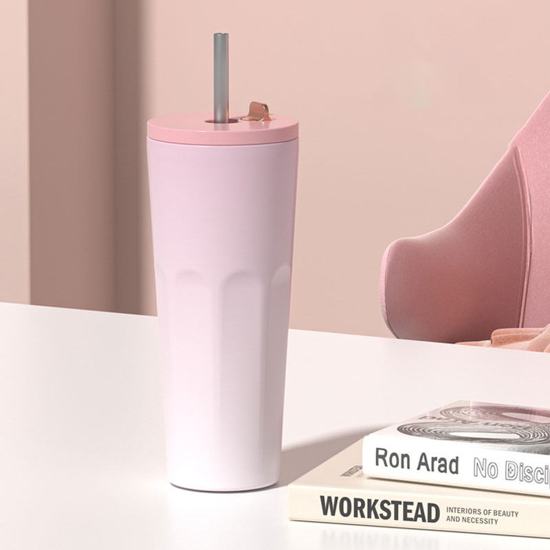 タンブラー 水筒 蓋付き ストロー付き 700ml ステンレスマグカップ