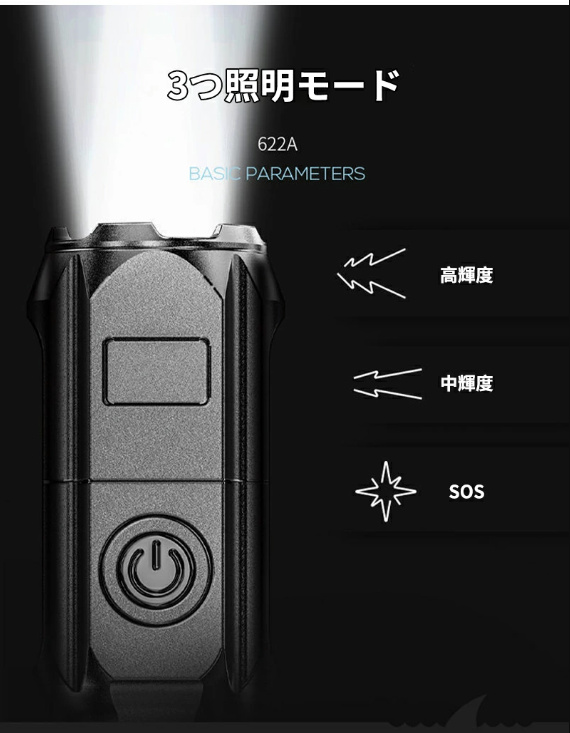 懐中電灯 超小型ハンディライト 3つのLEDライト 3倍高輝度 携帯用