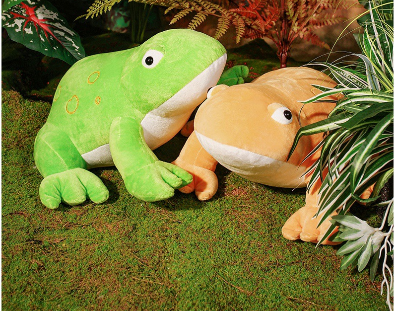 ぬいぐるみ カエル リアル 蛙 グリーン オレンジ ふわふわ モコモコ