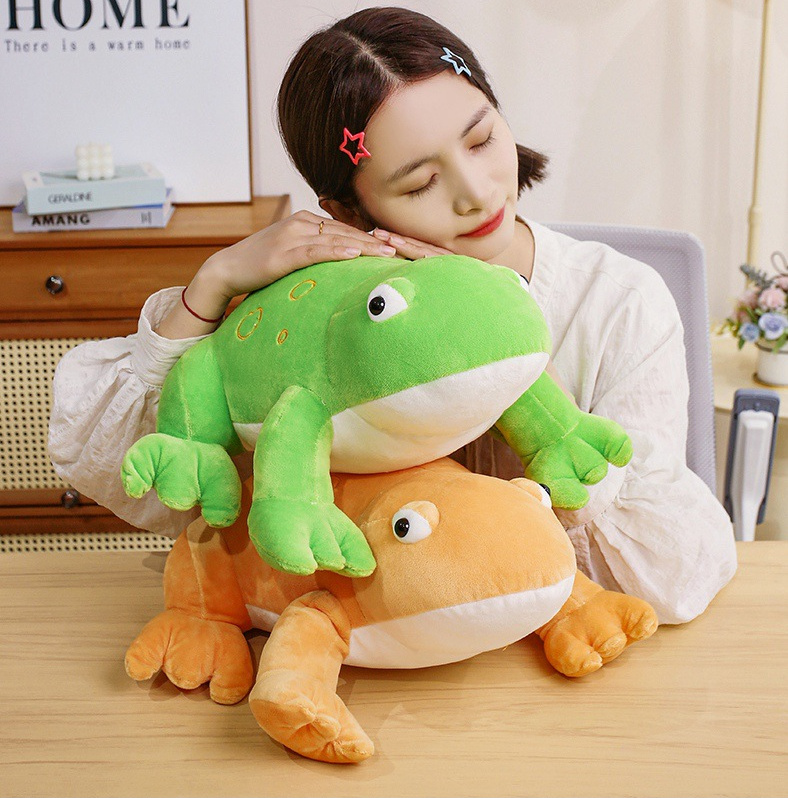 ぬいぐるみ カエル リアル 蛙 グリーン オレンジ ふわふわ モコモコ