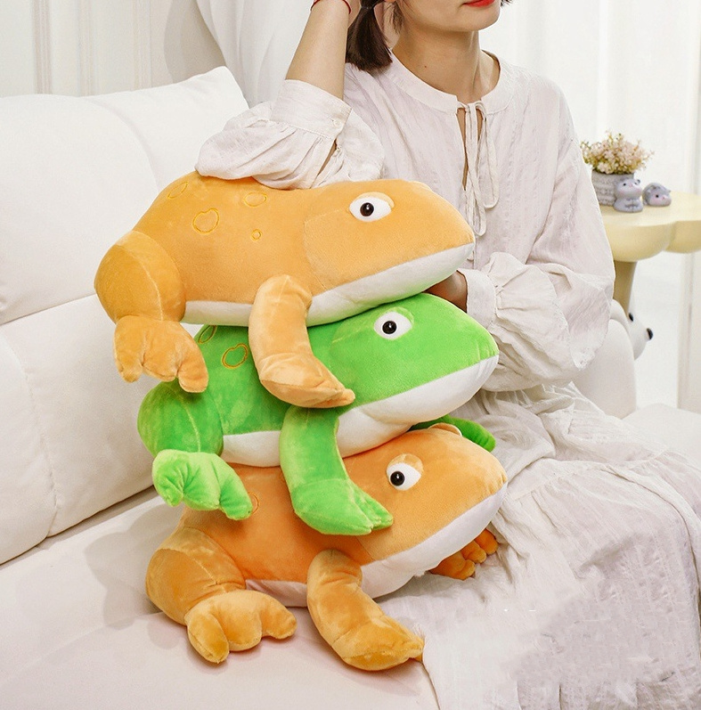 ぬいぐるみ カエル リアル 蛙 グリーン オレンジ ふわふわ モコモコ
