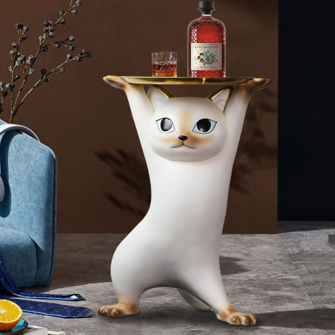 キャットサイドテーブル サイドテーブル ベッドサイドテーブル ネコ型