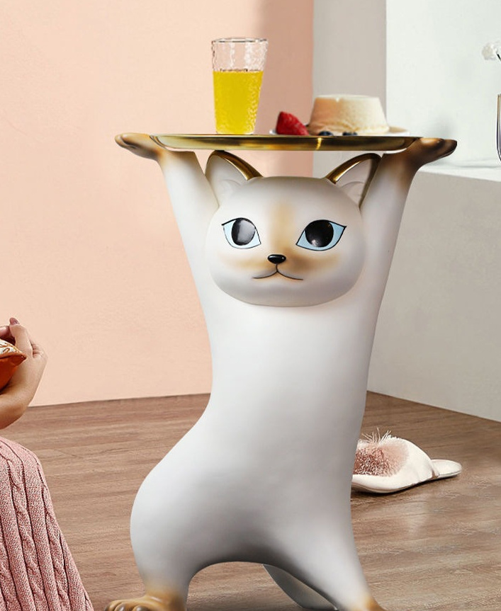 キャットサイドテーブル サイドテーブル ベッドサイドテーブル ネコ型